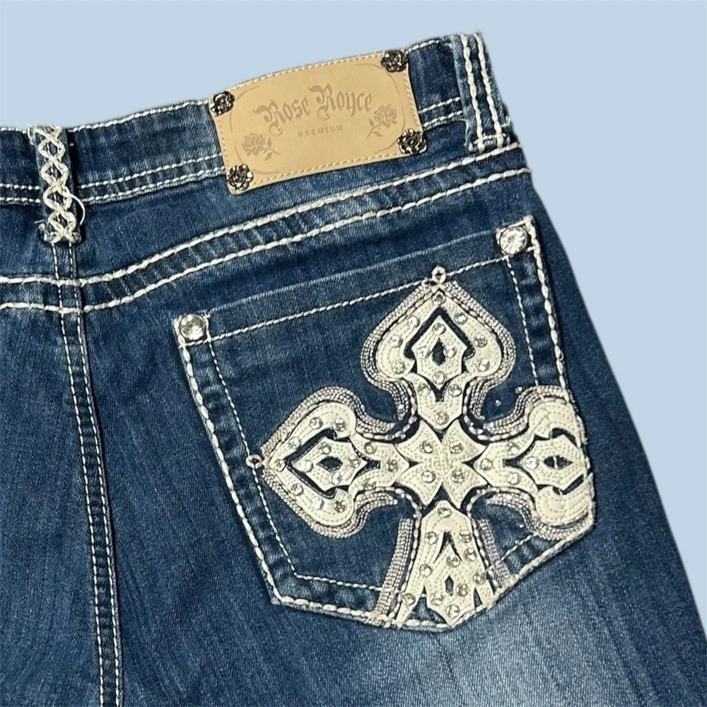 Y2K Rose Royce Premium Sarah Shorts Low Waist Rhinestone Stud Size 29 9/10